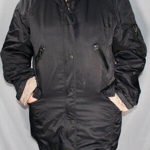 Express Large Black Quilted Lined Cotton-Nylon Coat - Functional & Stylish